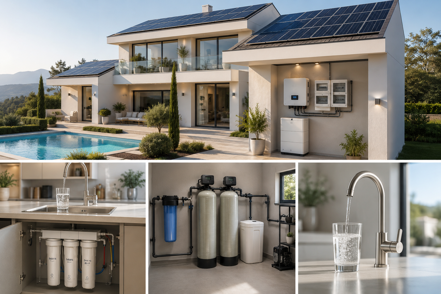 Solar panels on Spanish villa rooftop